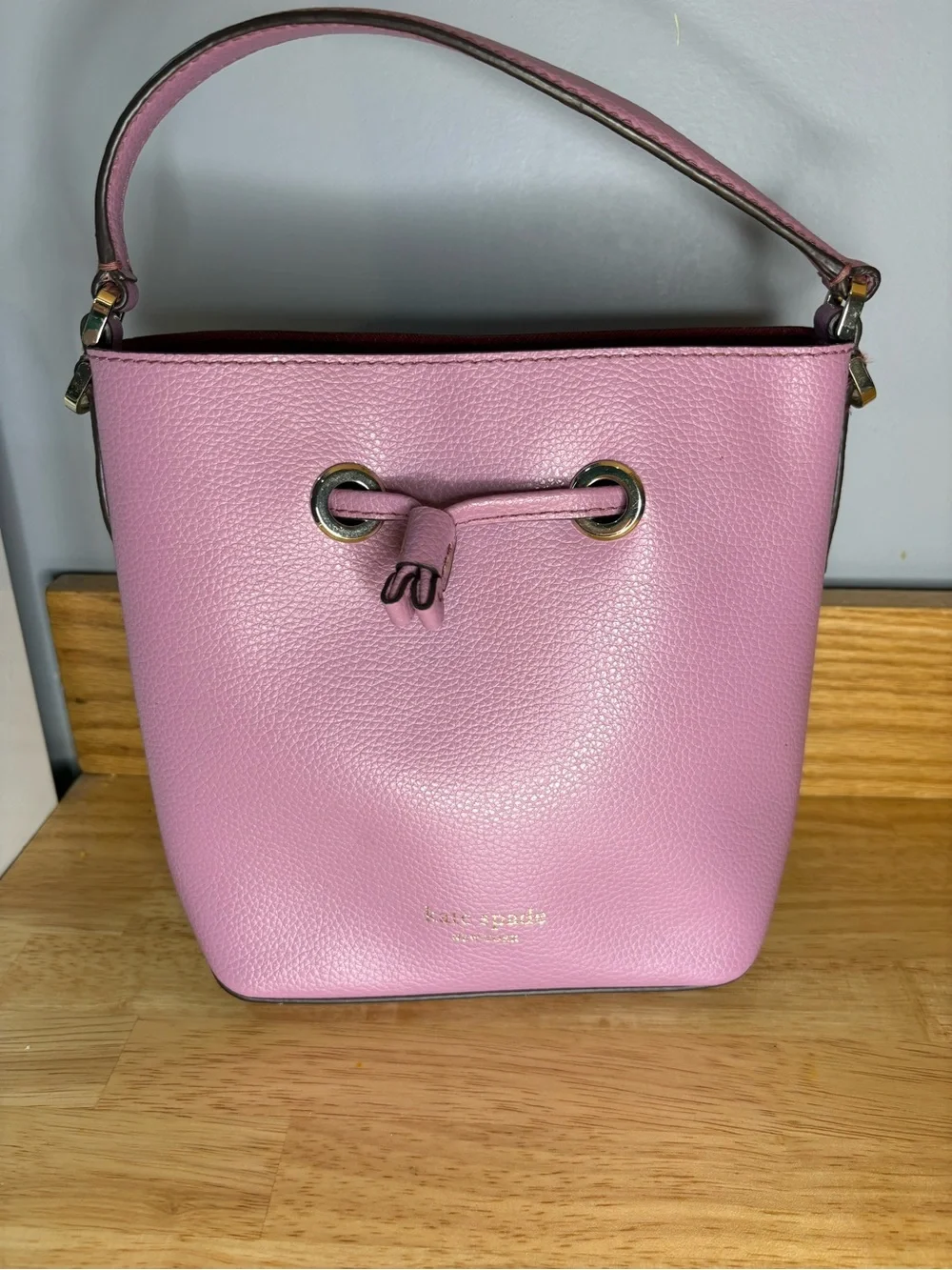 Kate Spade Mauve Pebbled Leather Bucket Bag